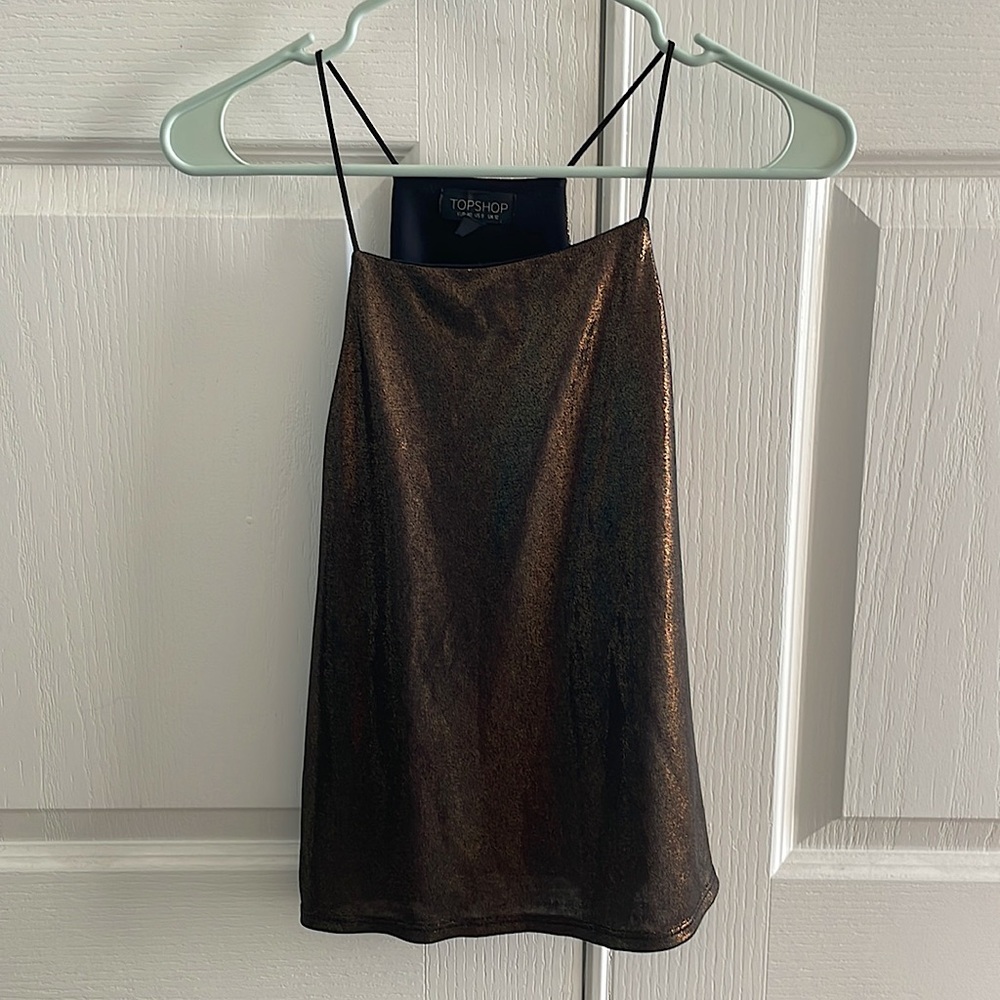 Topshop gold sparkle tank, size 8
